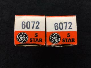 2 NOS NIB Matched GE 6072 5 Star Triple Mica Black Plate Tubes USA 1960 2