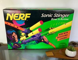 Vintage 1991 Kenner / 1994 Parker Brothers Nerf Sonic Stinger Bow N’ Arrow,  Box