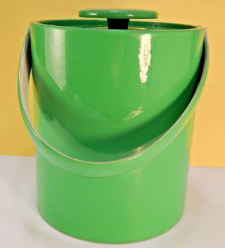 Vintage Mid Century Barware Ice Bucket Bright Spring Green Retro