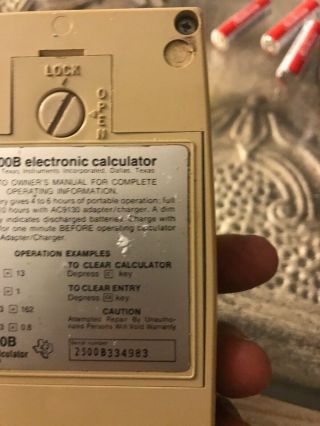 Vintage Texas Instruments TI - 2500B Datamath Electronic Calculator 3