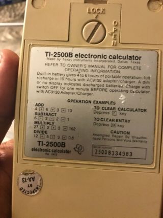 Vintage Texas Instruments TI - 2500B Datamath Electronic Calculator 4
