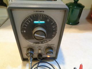 Vintage Electronics Eico Model 955 In Circuit Capacitor Good Eye With Test Leads