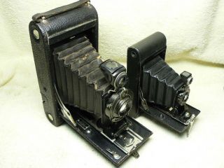 TWO Antique KODAK Autographic FILM Camera - No.  2 - C Jr & Folding Brownie w/Stylus 2