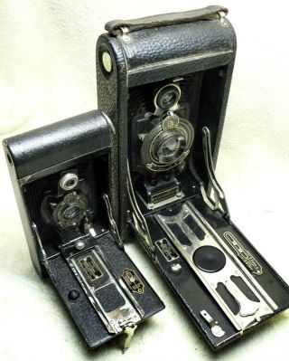TWO Antique KODAK Autographic FILM Camera - No.  2 - C Jr & Folding Brownie w/Stylus 3