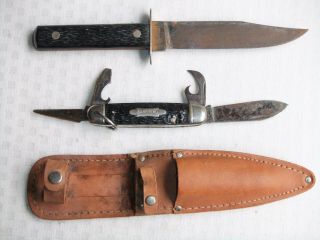 Vintage Imperial Kamp King Hunting Knife Pocket Knife Set W/ Sheath