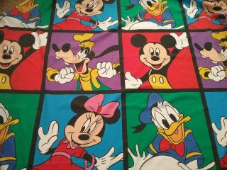 Vintage Disney Mickey Mouse & Friends Twin Flat Sheet Donald Mickey Goofy Pluto