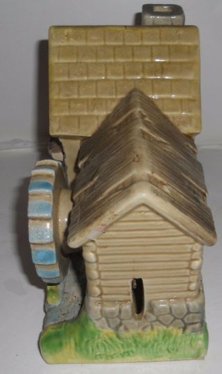 Vintage Ceramic Mill Cottage House Water Wheel Music Box Made in Japan 2