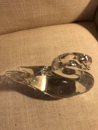 Vintage FM Ronneby Sweden Art Glass Swan Figurine Fine Crystal Signed. 2