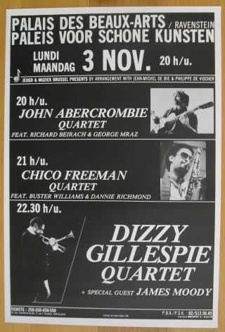 Dizzy Gillespie Chico Freeman Abercrombie Vintage Concert Poster Jazz