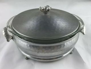 Vintage Clear Pyrex Casserole Dish With Lid 2 Qt Ovenware With Aluminum Holder