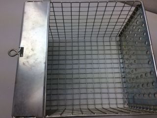 Vintage wire locker metal basket bin with locker tags 12 x 13 