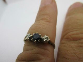 9ct Gold Sapphire & Diamond Ring Size 0 Or 7.  5 Usa Vintage C1970 1.  5 G K261