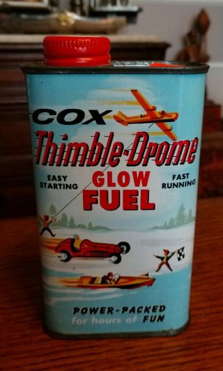 Vintage Cox Thimble Drome Glow Fuel Half Pint Tin Can Empty