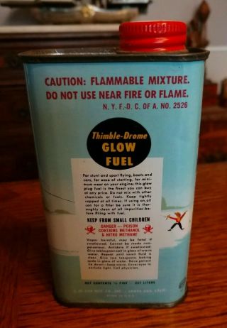 Vintage Cox Thimble Drome Glow Fuel Half Pint Tin Can EMPTY 2