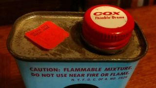 Vintage Cox Thimble Drome Glow Fuel Half Pint Tin Can EMPTY 5
