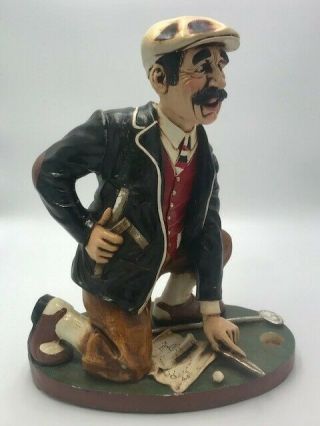 Vintage Signed Peter Mook Golf Sculpture - The Perfectionist Golfer