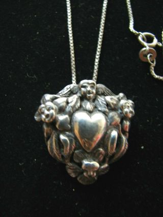 Vintage 925 Silver Angel Necklace Pendant