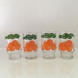 Set Of For Vintage Orange Juice Glasses