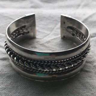 Vintage Middle Eastern Sterling Silver Heavy Cuff Bracelet,  70g