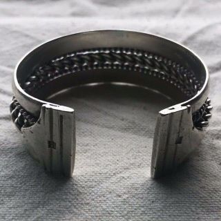 Vintage Middle Eastern Sterling Silver Heavy Cuff Bracelet,  70g 2