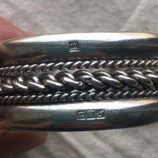 Vintage Middle Eastern Sterling Silver Heavy Cuff Bracelet,  70g 6