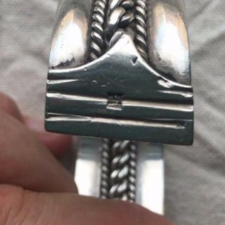Vintage Middle Eastern Sterling Silver Heavy Cuff Bracelet,  70g 7