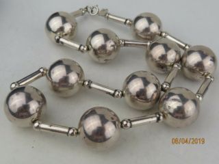 Vintage Nr Sterling Silver Large Round Beads Necklace
