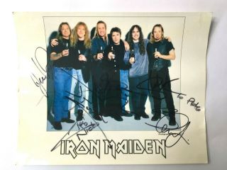 Vintage Iron Maiden Print Signed By All 6 Of The Band Autographs