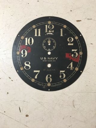 Vintage Seth Thomas Us Navy Deck Clock No.  1 Dial 6”