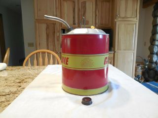 Vintage Metal Gas Can 5 Gallon Vented Huffy With Spout - Good Cean