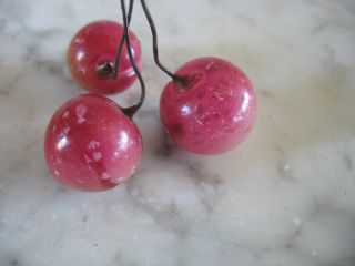 Vtg Cherries Hand Carved Alabaster Stone Fruit Italy Centerpiece Fruit Bowl 2