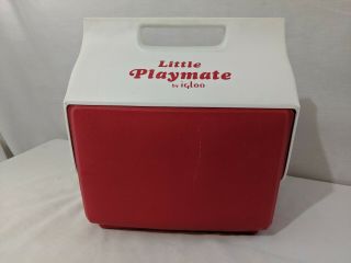 Vintage 1985 Red Little Playmate Ice Chest Lunch Box Beer Soda Cooler Igloo 80s