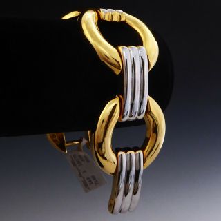 Vintage Carolee Chunky Loop Link Bracelet Two Tone Gold & Silver Finish Nwt