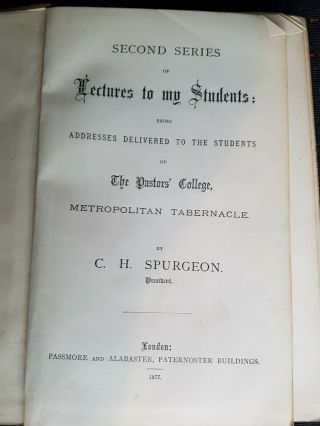 C H Spurgeon,  Lectures To My Students,  1877 Second Series,  Rare Book,  Preaching 2