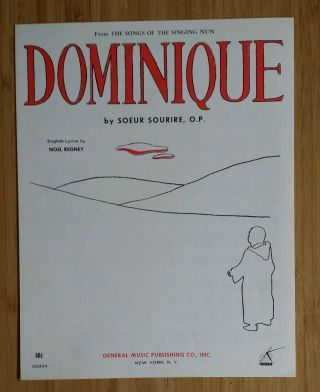 " Dominique " Vintage 1962 Sheet Music From The Songs Of The Singing Nun
