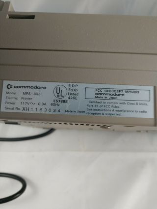 Vintage Commodore Dot Matrix Printer MPS 803 With Cable and Paper 4
