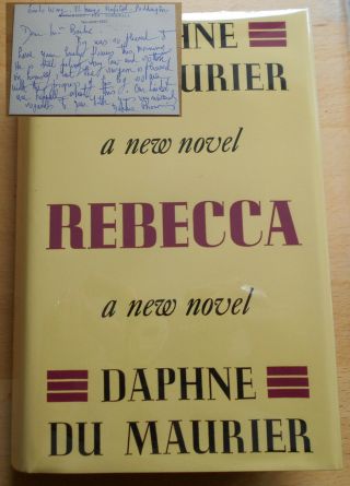 Rebecca Daphne Du Maurier 1938 First Ed First Imp,  Hand Written Signed Postcard