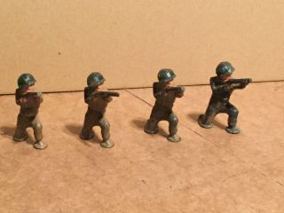 Vintage Barclay Manoil Lead,  Toy Soldiers Pod Foot,  Set Of 4,  Riflemen Wwii