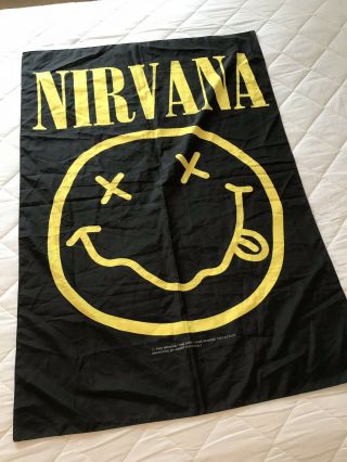 Large Vintage Nirvana Kurt Cobain Printed Flag/ Banner Nevermind Brockum