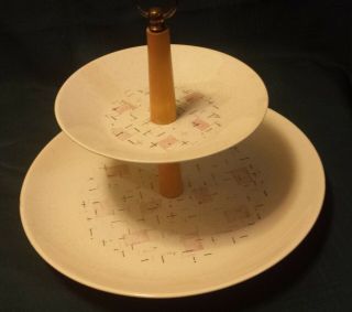 Vintage Vernonware Tickled Pink Two Tier Tidbit Tray