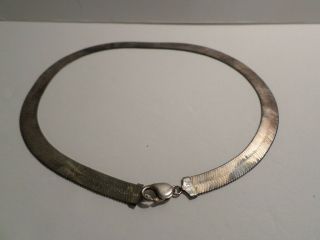 Vintage Sterling Silver.  925 Herringbone Necklace 20 " Long 43.  9 Grams 20 " Long