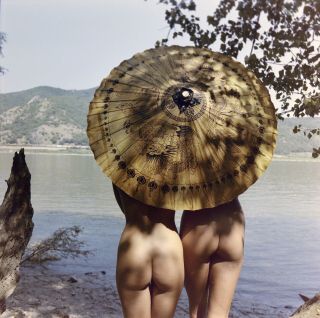 Vintage 6x6 Color Negative Naked Girls With Chinese Umbrella Nudes 80’s Hungary