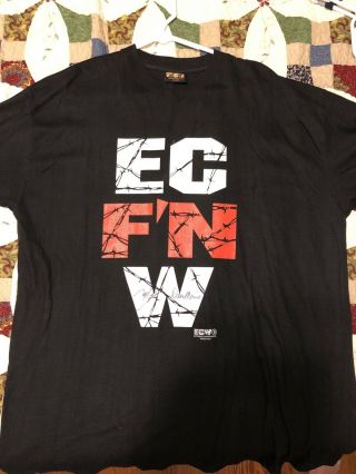 Vintage Ecw Wrestling Shirt Mens L Double Sided Signed Like Ec F 