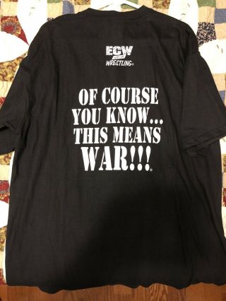 Vintage ECW Wrestling Shirt Mens L Double Sided Signed Like EC F ' N W 2000 2