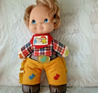 Vintage 1974 Cowboy Doll Mattel “bucky” Musical Notes Squeeze Toy 13”