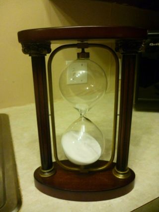 Vintage Wood & Brass Sand Hourglass Large 10.  5  One Hour Retro Timer