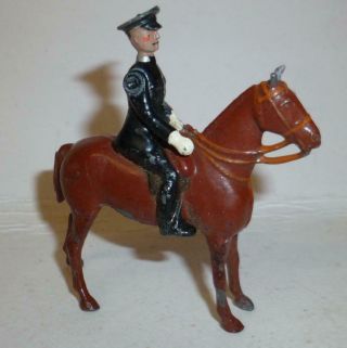 Britains Vintage Lead Mounted Policeman On Brown Horse,  From The 1930/50 