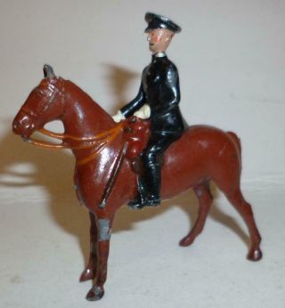 BRITAINS VINTAGE LEAD MOUNTED POLICEMAN ON BROWN HORSE,  FROM THE 1930/50 ' S 2