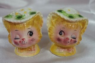 Vintage Enesco Miss Priss Kitty Cat Salt And Pepper Shakers Anthropomorphic