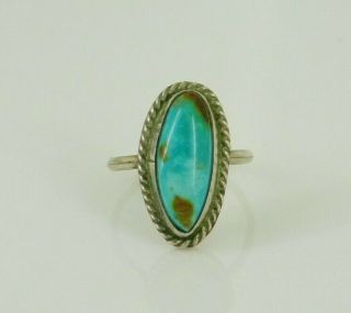 Vintage Southwestern Sterling Silver Turquoise Ring Size 5